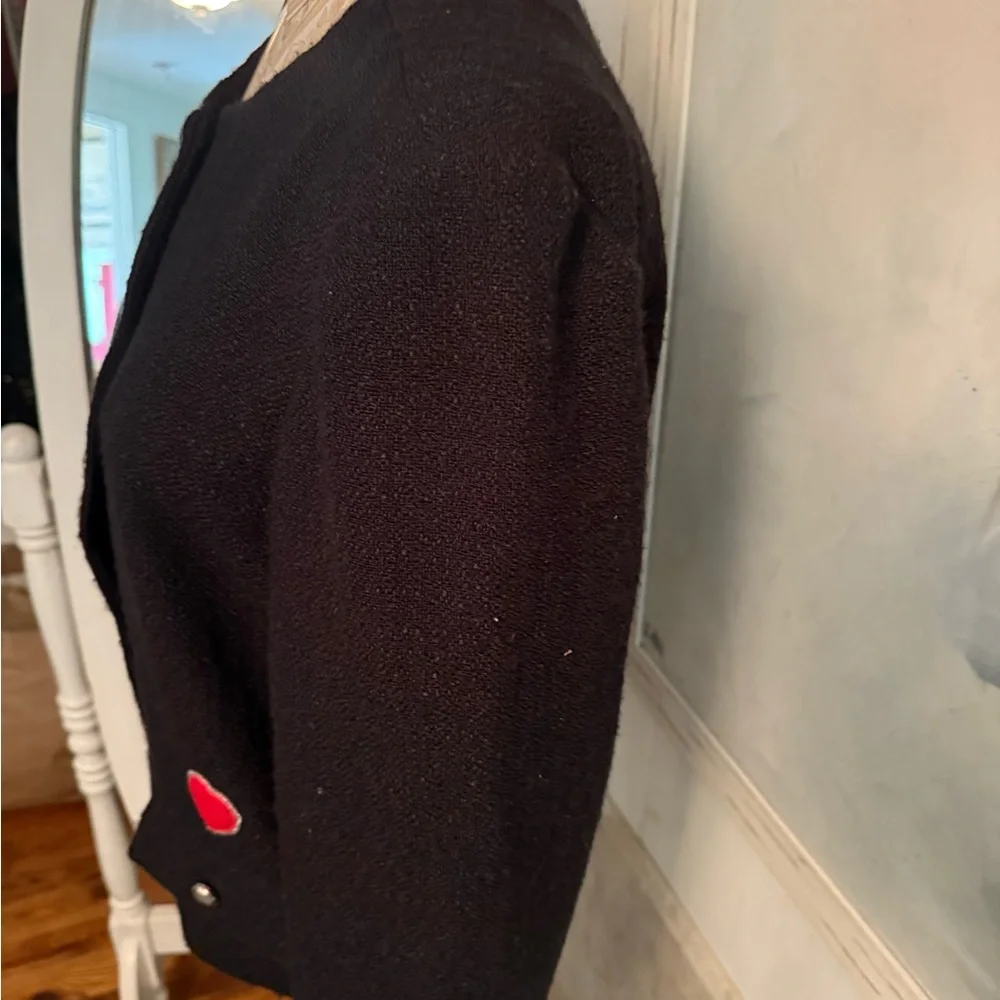 Anthropologie Black and Red Blazer with Heart Detail - Picture 9 of 12